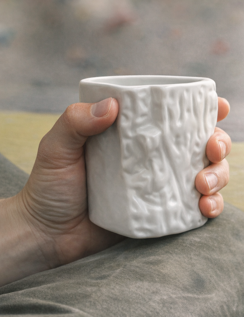 Slab Texture Ceramic Mug hand-held texture detail photo