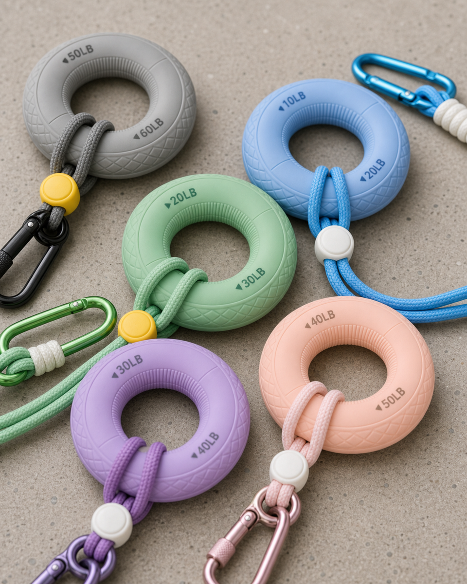 Grip ring keychain construction and molded resistance details